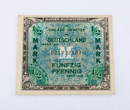 1944 Alemania Aliadas Occupation 1/2 Marca Moneda ( XF - $916.63 MXN