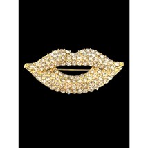 Glamorous White Lips Brooch Pin - Sparkling Rhinestone Design for Stylish … - $7.92