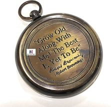Grow Old with ME Engraved Brass Compass ON Chain Directional Magnetic Compass - £63.94 GBP