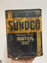 Vintage Sunoco 2 Gallon Mercury Made  Motor Oil Can Advertising Sun Oil Co. - £56.31 GBP
