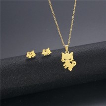 20set/lot Stainless Steel Bear Cat Unicorn Gold Color Pendant Chain Necklace Stu - £71.87 GBP