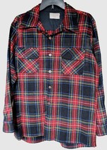 Vintage 80&#39;s Men&#39;s Poly Wool Flannel Shirt SZ L JC Penny&#39;s - £11.73 GBP