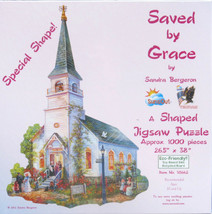 SunsOut Sandra Bergeron Saved by Grace 1000 pc Shaped Jigsaw Puzzle Church  - £14.23 GBP