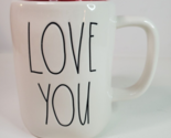 Rae Dunn by Magenta LOVE YOU Coffee Mug Red Interior Ceramic Cup Large - $12.82