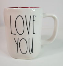 Rae Dunn by Magenta LOVE YOU Coffee Mug Red Interior Ceramic Cup Large - £10.08 GBP
