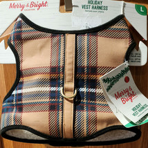 DOG Holiday Vest Harness Christmas Thanksgiving LARGE Plaid - £9.25 GBP