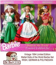 DOTW Barbie Polynesian, Irish, Germany Barbie Dolls of the World 13939 by Mattel - £55.09 GBP