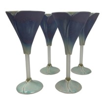 Newman Ceramic Works White Calla Lily Wine Goblets Glasses 7.5&quot; Set Of 4... - $74.80