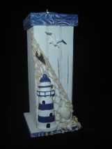 Lighthouse Tealight Holder Wood Nautical Design Blue Seaside Candle Holder Ocean image 2