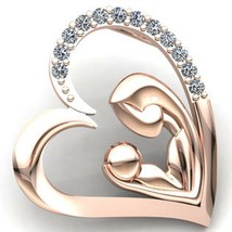1.5ct Moissanite Rond Diamant 14k Plaqué or Rose &amp; Bébé Coeur Amour Pend... - £96.51 GBP