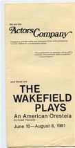 Actors Company Program The Wakefield Plays Israel Horowitz Cleveland Ohi... - £14.02 GBP