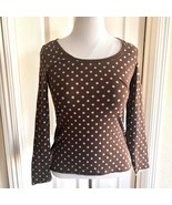 BODEN Women’s Long  Sleeves Polka Dot Top sz 12 Brown and Blue Long Slee... - €13,59 EUR