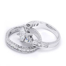 Womens 4.5 Carat Princess Cut Wedding Band Engagement Ring Set Silver Size 5-9 - £50.19 GBP