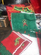 Lot Of Fabric Christmas Decor Items. Flags, Towel, Placemats, Napkins And More - £17.30 GBP