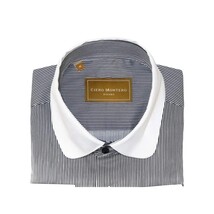 Men 100% Cotton Dress Shirt CIERO MONTERO Turkey 1A99-01 White Black Slim Fit image 6
