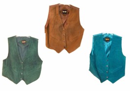 Learsi Genuine Suede Leather Vests in Brown, Dark Green &amp; Green Size Large  - $39.99