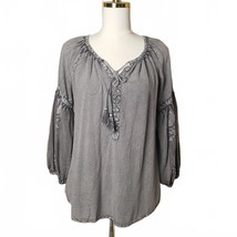 L’Affair Grey Embellished Bell Sleeve Boho Tunic Small 0013 - €14,57 EUR