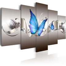 Tiptophomedecor Glamour Canvas Wall Art - Blue Butterflies - Stretched &amp; Framed  - £71.76 GBP+