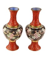 Paire De Antique Vtg Asiatique Cinabre Et Cloisonné Vases Cherry Blossom... - €659,50 EUR