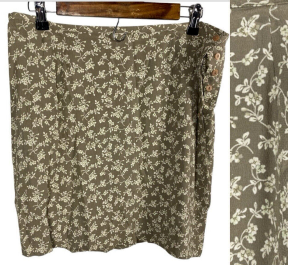 Vintage Y2K Skirt Tiny Floral Size 14 Taupe Romantic Cottagecore Fairy P... - $39.73