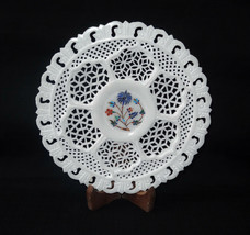 8&quot; White Marble Plate Pietra Dura Fine Grill Inlay Handmade Home Kitchen... - $280.31