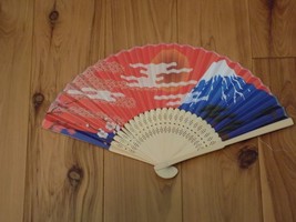 Japanese Art Print Silk Hand Folding Fan Fashion Decor Red Sunny Day Vol... - $14.85
