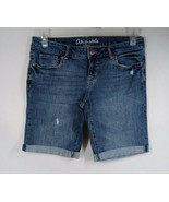 Aeropostale Bermuda Darkwash Ripped Embroidered Jean Shorts Size 8 - $372.51 MXN