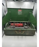 70s Coleman Two Burner Green Camp Stove 413G499   - $81.22 CAD
