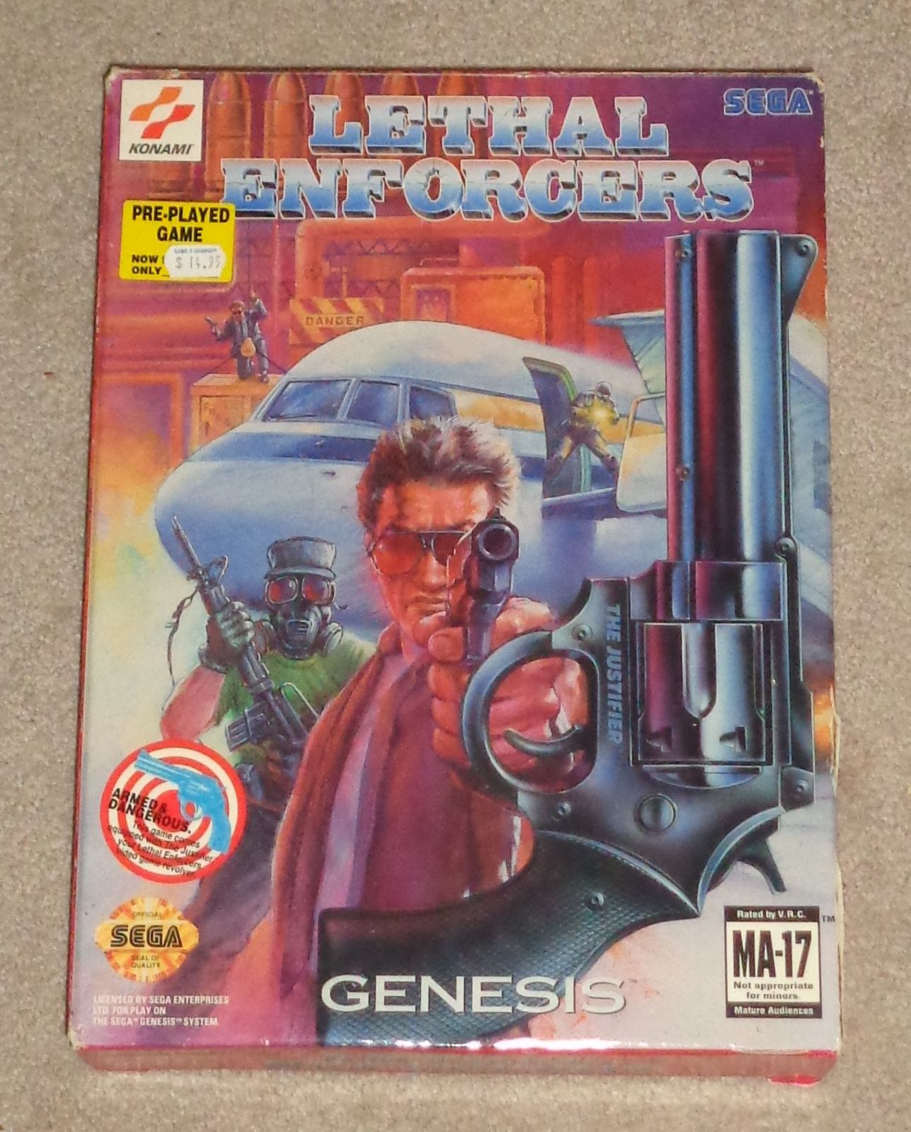Lethal Enforcers Sega Genesis Video Game CIB with Light Gun and Manual, ... - $149.95