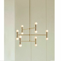 Mid Century Style 12 light polish Brass Unique Sputnik light Fixture With wiring - £185.86 GBP