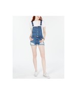 Tinseltown Women Junior XL Medium Wash Ripped Cuffed Jean Short Overalls... - $26.87 CAD