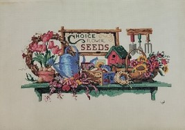 Summer Floral Embroidery Finished Bench Tulip Sunflower Shed Shelf Sampl... - £21.86 GBP