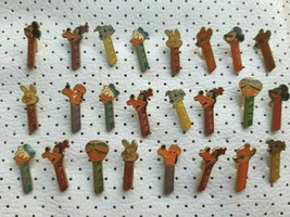 24 PEZ pins whole lot Vintage Pins NO FEET Pins Rare Vintage Set from 1970s with - £18.30 GBP