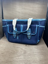 Coach Vintage Y2K Hampton Garden Tote Bag Purse Navy Blue And Ivory - $44.55