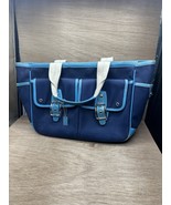 Coach Vintage Y2K Hampton Garden Tote Bag Purse Navy Blue And Ivory - $44.55