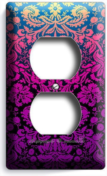 DAMASK PURPLE LUXURY PATTERN ELECTRICAL OUTLET WALL PLATE COVER MODERN ART DECOR