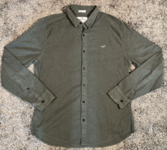 Hollister Shirt Mens Large Dark Green Button Up Long Sleeve Muscle Fit E... - $18.69