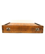 Vintage Inlaid Wood Box Backgammon and Checkers Set  - $78.21
