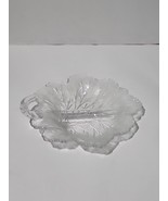 Vintage Glass Cabbage Leaf Frosted Clear Divided Dish - $19.20 CAD