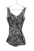 ONE PIECE SWIMSUIT Black &amp; White  SZ M VINTAGE 1960's  NWOT C-D Bullet B... - $49.50