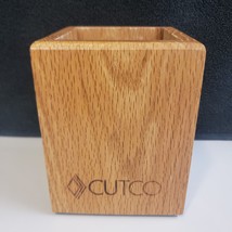 CUTCO Honey Oak USA MADE Wooden 4&quot; x 5.25&quot; Kitchen UTENSIL HOLDER Tool C... - £12.31 GBP