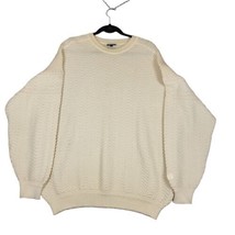 Vintage Clipper Mens XL 54 Ivory Off White Sweater Knit Long Sleeve 100% Wool - £26.65 GBP