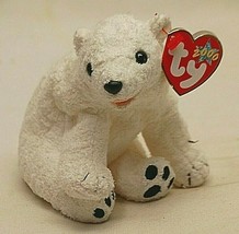 Ty 2000 Beanie Baby Aurora Polar Bear Beanbag Plush Toy Swing &amp; Tush Tags h - £13.22 GBP