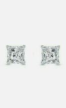 2.00 Ct Princess Cut Earrings Studs Real Solid 14CT White Gold Finish Screw Back - £54.26 GBP