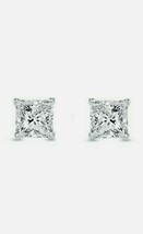 2.00 Ct Princess Cut Earrings Studs Real Solid 14CT White Gold Finish Screw Back - £52.35 GBP