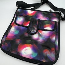 Lg Kipling Black Multi Blur Print Shoulder Crossbody Bag Purse 10x11&quot; Expandable - £21.04 GBP