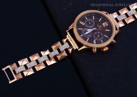 Brand New Designer Exclusive 18K 75% Rose Gold Mens Man wrist Watch CZ Studded 8 - £4,726.57 GBP