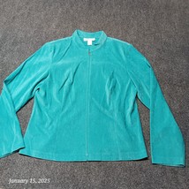 VTG Dressbarn Jacket Women Size XL Teal Full Zip Lightweight Summer - $12.16