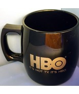 Used HBO Coffee Cup Mug Black w Gold Logo Plastic Promotional - $12.97 CAD