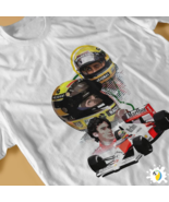 Ayrton Senna Fan Art T-Shirt, F1 Racing Cotton Tee, Brazil Formula One A... - $35.00